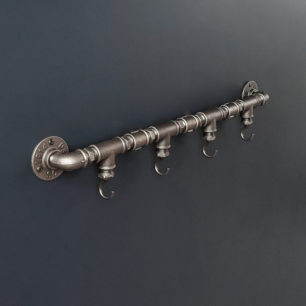 Industrieller Garderobenständer 4 vertikale Haken auf Flansch 1914 - MCFK5140512