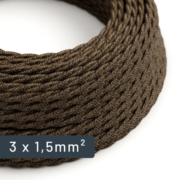 Textilkabel, verdreht, braun, Leinengewebe, 1,5 mm² für Elektroinstallationen – MCFE0010381T2