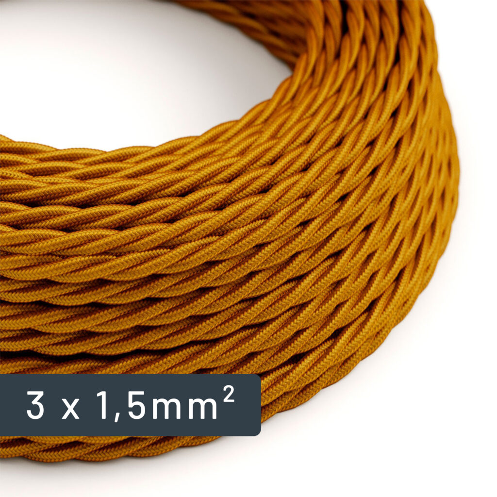 Textile Electric Wire Cable Large Section Twisted Gold Fabric 1.5mm2 for electrical installation – MCFE0010330T2