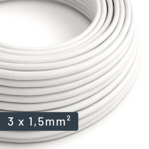 Elektrische textielkabel grote sectie ronde witte stof 1,5 mm2 voor elektrische installatie - MCFE0000302T2