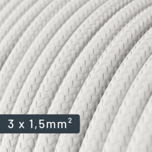 Ronde Witte Textiel Elektrische Kabel Grote Doorsnede 1,5mm2 voor elektrische installatie ingezoomd beeld