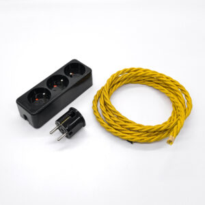 Vintage Black French and Belgian Multiprise With Yellow Gold Twisted Cable - Black Thermoplastic, Kit, 1m - MCFE2011130T2S01