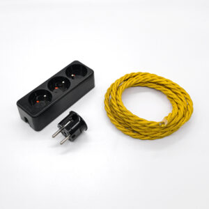 Multiprise Vintage Black French and Belgian With Twisted Cable Yellow Gold - Black Bakelite (Duroplast), Kit, 1m - MCFE2011330T2S01