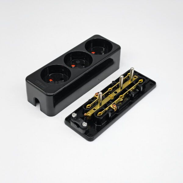 Vintage Power Strip with 3 French and Belgian Outlets for Fabric Cables - MC Fact