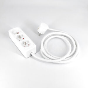 Multiprise Déco Blanc Câble Blanc En Textile Prise Française et Belge &ndash; MCFE2010202T2