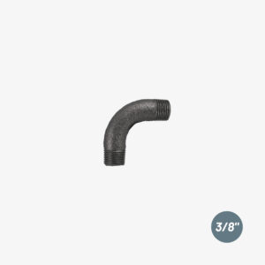 90° Long Elbow Fitting (Male to Male) – 3/8″ Black Cast Iron Plumbing Fitting for Industrial DIY Decor – MCFF0121338W1