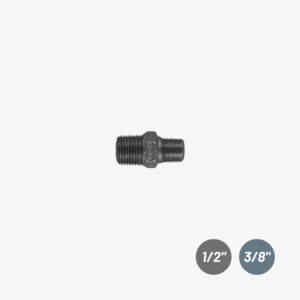 Raccord Mamelon Réducteur Male – 1/2″ > 3/8″ de plomberie en fonte noir pour la décoration industrielle DIY &ndash; MCFF2381312W1
