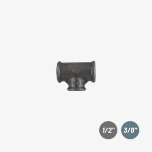 Raccord Té réduit – 1/2″ > 3/8″ < 1/2" de plomberie en fonte noir pour la décoration industrielle DIY &ndash; MCFF3121138W1