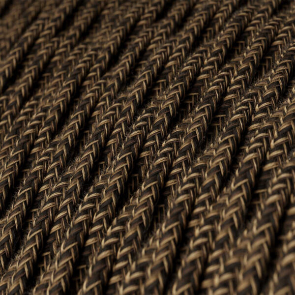 mcf-cable-linen-black-tn04-twisted-zoom Twisted Textile Electrical Cable, Brown/Maroon Linen Fabric - MC Fact